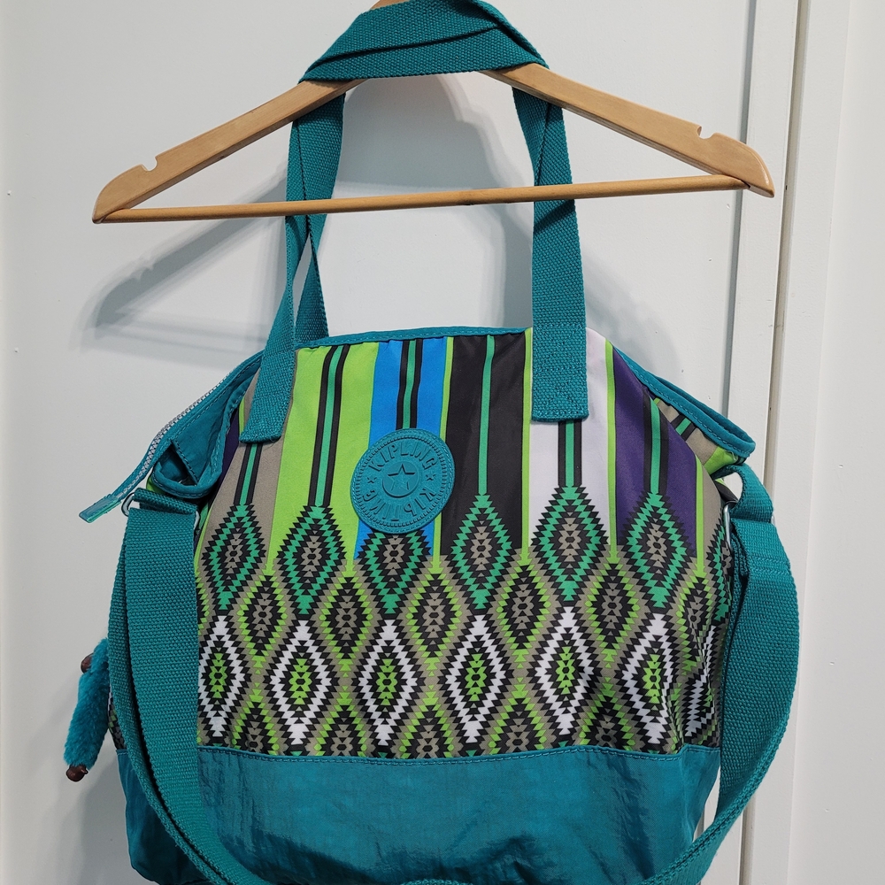 Kipling Teal and Green Patterned Travel Bag